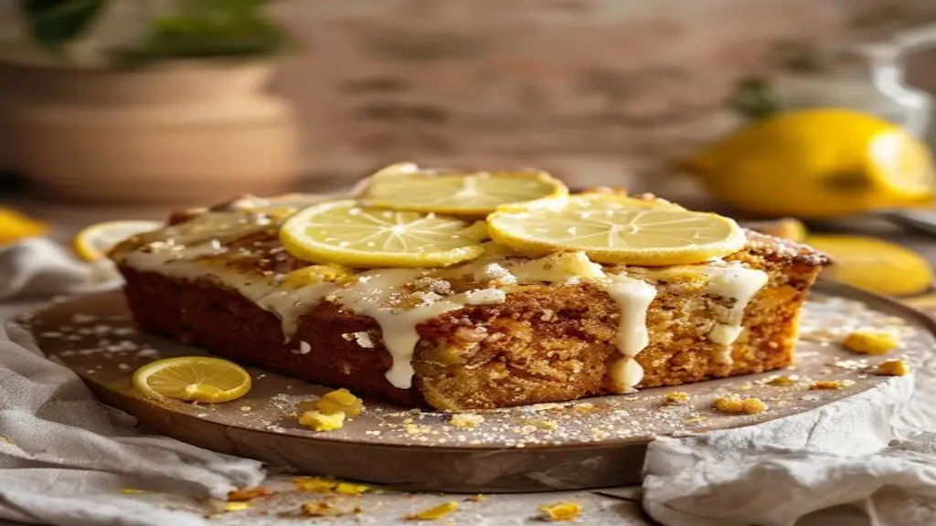 Cake au citron moelleux avec glacage craquant.