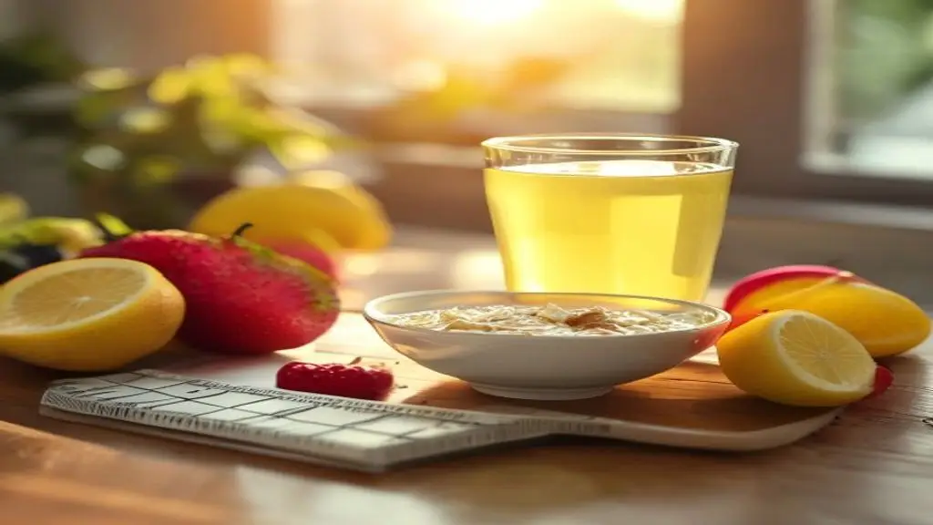 Verre de citron et petit dejeuner equilibre sans promesse minceur.