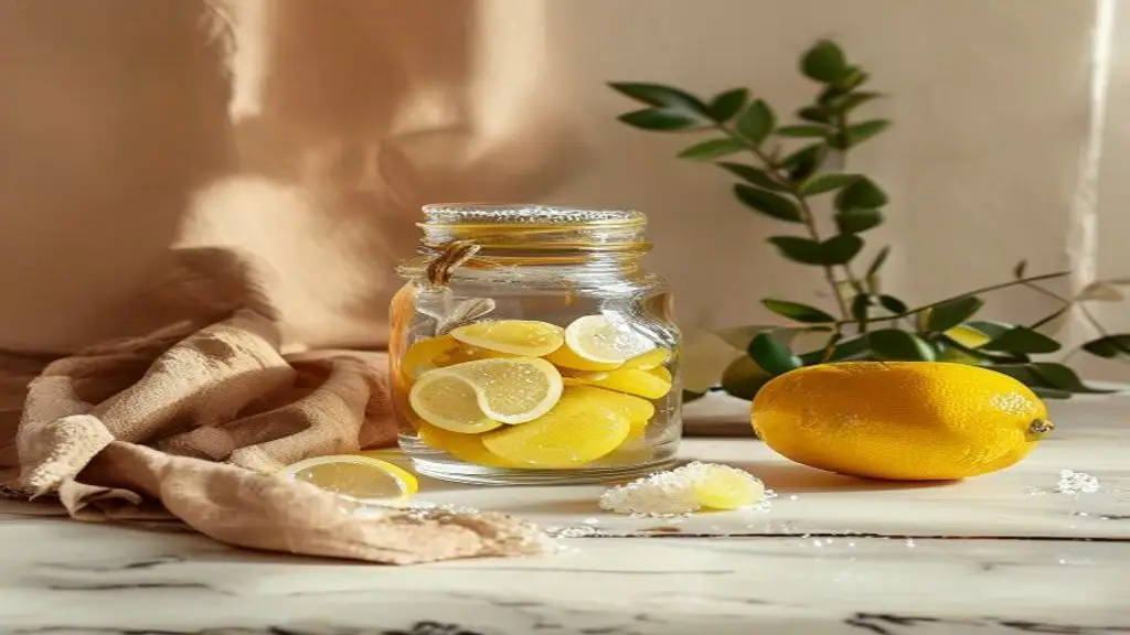 Bocal de citrons confits maison au sel.