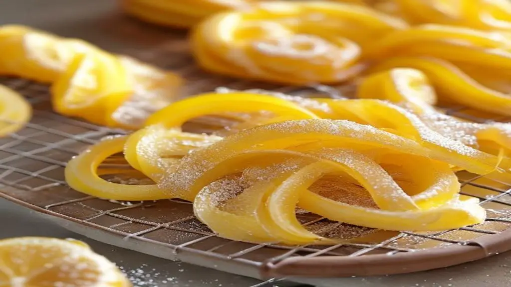 Ecorces de citron confites pour decorer un gateau.