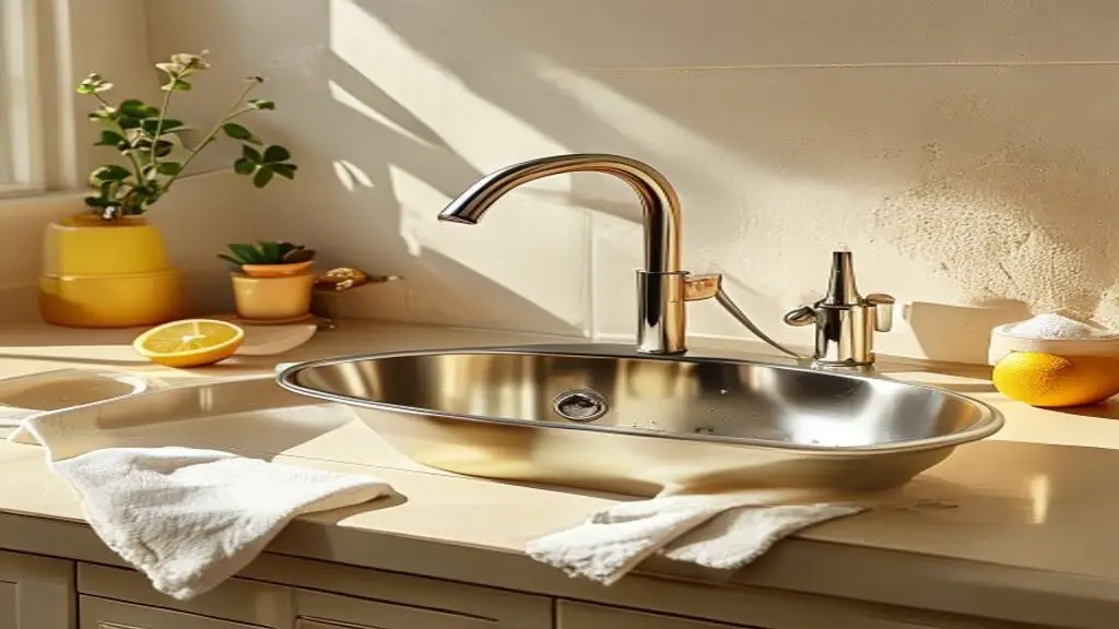 Robinetterie inox brillante apres nettoyage au citron et acide citrique.