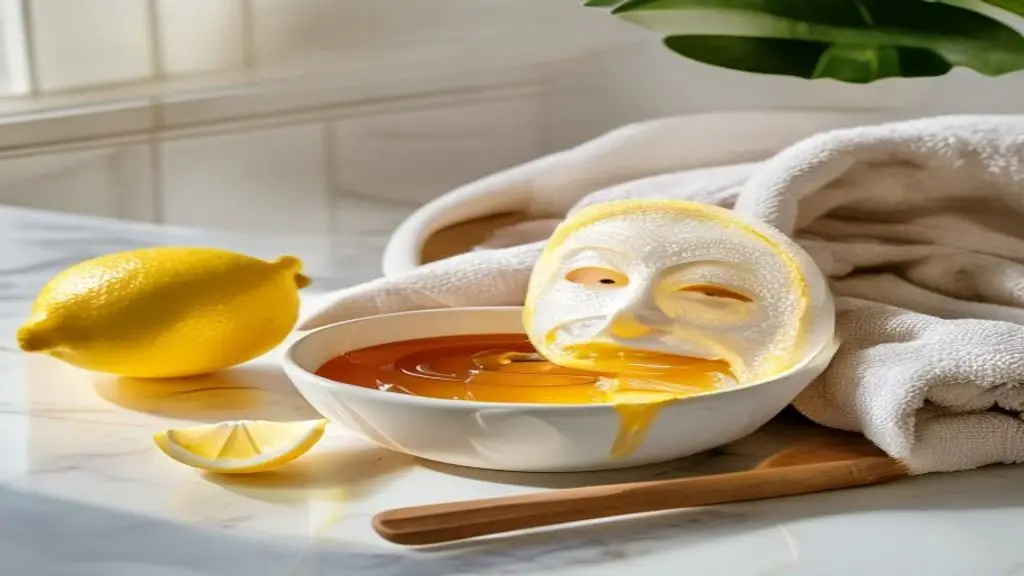 Masque maison citron miel prepare dans un petit bol.