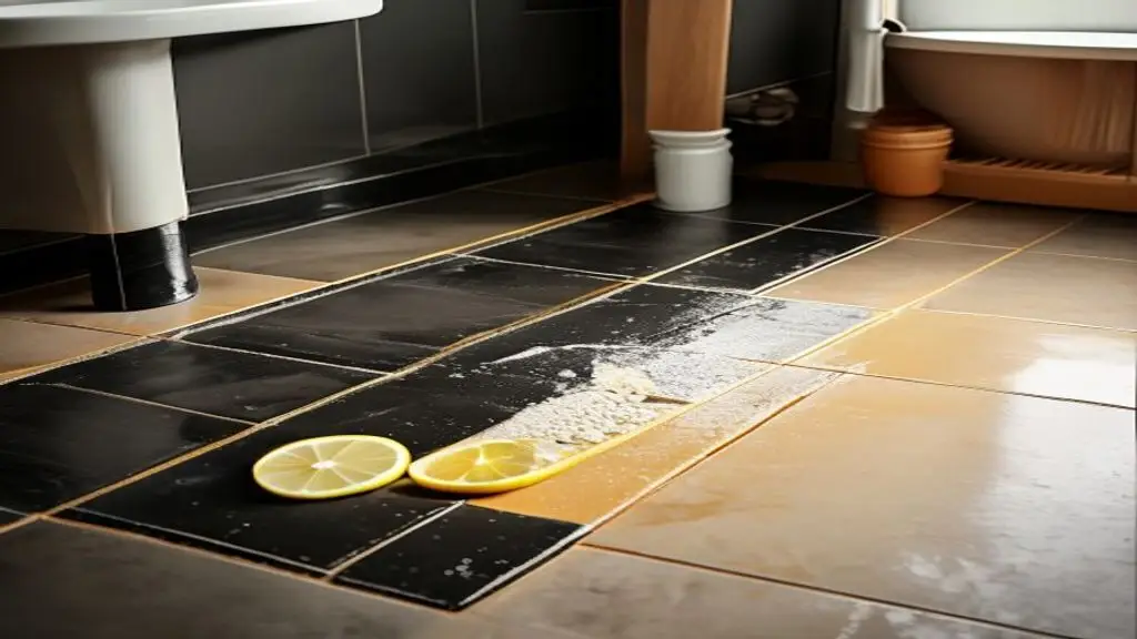Joints de carrelage nettoyes avec citron et bicarbonate.