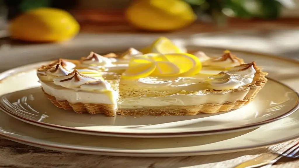 Tarte au citron meringuee avec creme qui se tient.