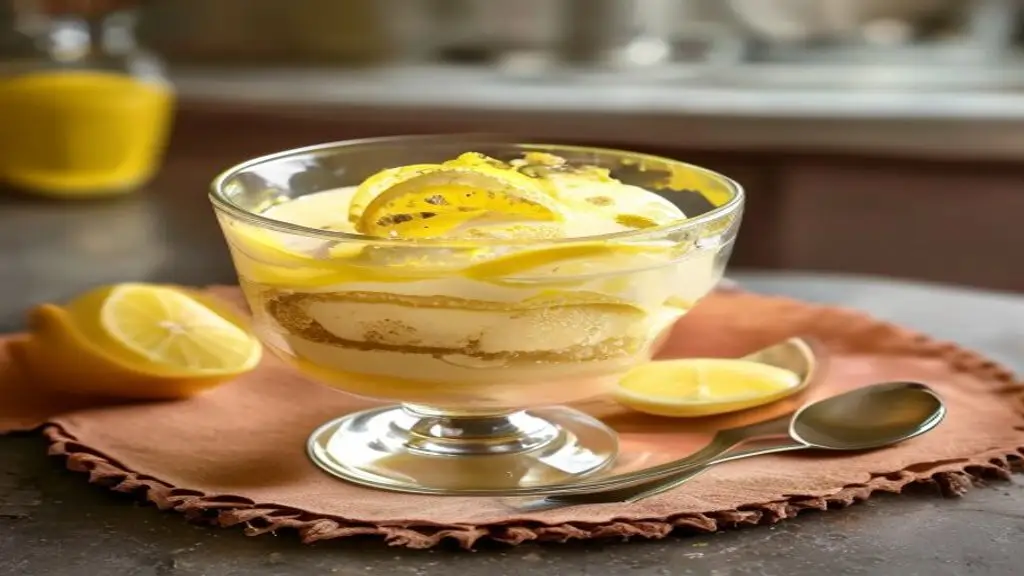 Tirami citron en plat avec couches cremeuses et zeste de citron.